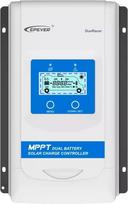 "EPEVER®" 30A MPPT saulės energijos įkrovos valdiklis dviem 12V/24V akumuliatoriams su LCD ekranu, skirtas nameliams ant ratų, karavanams, valtims, priekaboms, tinka sandariems, geliniams, užliejamiems, ličio akumuliatoriams - DR3210N