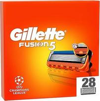 "Gillette Fusion5" skustuvo peiliukai, 28 originalūs pakaitiniai peiliukai vyrams su didesne tepalo juostele sklandžiam slydimui ir 5 peiliukais, kad galėtumėte kruopščiai ir patogiai nusiskusti