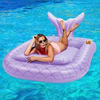 "HeySplash" pripučiamas baseino oro čiužinys su puodelio laikikliu, baseino pripučiama lova undinės uodegos formos vasaros baseino žaislas nešiojamas didelis pripučiamas įdegio baseinas lauko plaustai