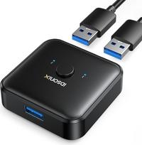 "iDsonix" USB 3.0 jungiklis, dvikryptis USB jungiklis, 2 kompiuterių USB jungiklis 2 in 1 Out (1 in 2 Out) USB KVM jungiklis, skirtas kompiuteriui, spausdintuvui, skaitytuvui, klaviatūrai, 2 kompiuteriams dalytis 1 USB įrenginiu