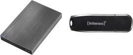 "Intenso" 6028680 "Memory Board" nešiojamasis kietasis diskas 2TB, nešiojamasis išorinis kietasis diskas 2TB - 2,5 colio, 8MB spartinančioji atmintis, USB 3 "Anthracite" ir "Speed Line" - 256GB atminties kortelė - USB atmintinė 3.2 Gen 1x1, juoda