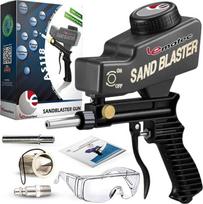 "Lematec Sand Blaster" nešiojamasis greitaeigis smėliavimo pistoletas, smėliavimo pistoletas su papildomu antgaliu (juodas)