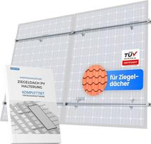 "Living Tec®" laikiklis Balkono elektrinė čerpių stogui, 30 ir 35 mm modulių komplektas, saulės kolektorių laikiklis su montavimo instrukcija (anglų kalba negarantuojama), fotovoltinių modulių montavimas,