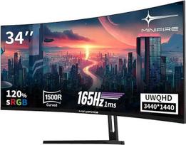 "Minifire" 34 colių UWQHD lenktas žaidimų monitorius, 165 Hz (DP), 3440 x 1440, išlenktas 1500R, 1 ms (MPRT), 100 Hz (HDMI), "AMD FreeSync", VA skydelis, 2xHDMI 2.1(TMDS)/1xDP 1.4 prievadai (MFG34C5Q DP kabelis pridedamas)