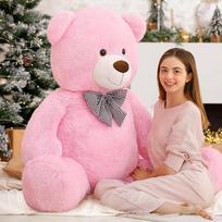 "MorisMos" 140 cm milžiniškas meškiukas, rožinis didelis meškiukas, XXL, minkštas pliušinis meškiukas, pliušinis meškiukas, XXXL, kalėdinės dovanos, mergaitės, draugė, mama