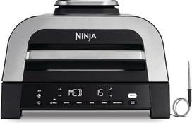 "Ninja MAX" DG551EU 6-in-1 uždaras grilis ir karšto oro kepsninė, 6 kepimo funkcijos, telpa iki 6 mėsainių, 3,8 l talpa, mažai dūmų, yra skaitmeninis kepimo termometras, pilka/sidabrinė spalva