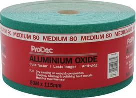"ProDec" 80 grūdėtumo vidutinio smulkumo aliuminio oksido švitrinio popieriaus ritinys 50 m x 115 mm žalias