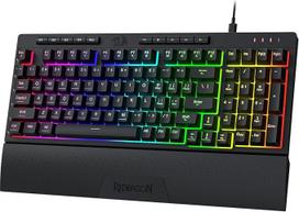 "Redragon K515 Shiva RGB membraninė žaidimų klaviatūra, 98 klavišų mechaninė klaviatūra su linijiniu jungikliu, integruotais makro ir daugialypės terpės klavišais, nuimama riešo atrama, palaikoma programinė įranga