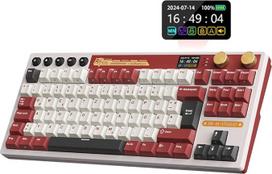 "RK ROYAL KLUDGE M87" mechaninė belaidė klaviatūra su ekranu ir dvigubu mygtuku, tarpinė, 75% žaidimų klaviatūra TKL, QWERTZ Bluetooth/2.4Ghz/USB-C RGB, 7500 mAh, "Hot Swap" linijiniai kreminiai jungikliai