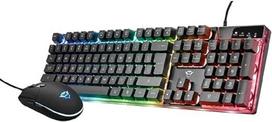 "Trust Gaming GXT 838 Azor" žaidimų pelė ir klaviatūra Itališko išdėstymo QWERTY USB klaviatūra, apsauganti nuo klaidžiojimo, apšviesta LED RGB žaidimų pelė 800-3000 DPI - juoda