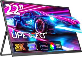 "UPERFECT" nešiojamasis monitorius 2K 22 colių nešiojamasis ekranas su 2560 x 1440 IPS ekranu Integruotas laikiklis Mini HDMI USB C, skirtas kompiuteriui Nešiojamasis mobilusis telefonas "Xbo Switch", suderinamas su VESA