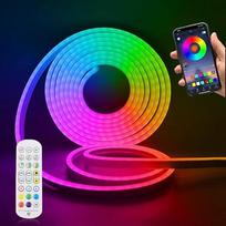 "Xunata" 12 V RGB neoninė LED juosta, spalvinga vandeniui atspari difuzinė silikoninė neoninė lanksti LED šviesos juosta, išmaniosios programėlės valdymas, muzikos sinchronizavimas, nuotolinio valdymo pultas, suderinama su "Alexa" ir "Google Assistant" (3