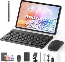 2025 Naujausia "Android 15" planšetė, 10 colių, 12GB RAM + 128GB ROM (1 TB TF) su dėklu, rašikliu, klaviatūra ir pele, aštuonių branduolių, 1280 x 800 HD, 6000 mAh (su NTC), "Widevine L1", 8 MP + 5 MP, 2.4G + 5G WiFi, GPS