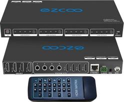 4K @ 60Hz HDMI matrica 4X4 HDR koaksialinis garso išvestis - HDCP 2.2 HDMI 2.0 matrica 4x4 18Gbps su IR imtuvu, nuotolinio valdymo pultu, IP valdymu, RS232, 4K- 1080P EDID valdymu MX44-HAS2