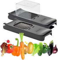 ALLIGATOR 3008 - Multi-Function Chopper 2-in-1 - Vegetable Chopper - Chip Cutter - 2 Interchangeable Blades - 6 x 6 mm and 12 x 12 mm - BPA Free - Black