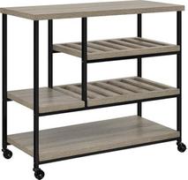 Ameriwood Home Elmwood Multi-Purpose Trolley Distressed Grey Oak 43.1 x 91.4 x 86.1 cm