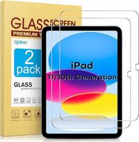 apiker "iPad 11/10th Generation" Apsauginis stiklas, suderinamas su 2025 iPad 11 colių (A16)/10 kartos ekrano apsauga, apsauganti nuo įbrėžimų, be burbuliukų, 2 pakuotės