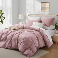 Boqingzhu Medvilninė patalynė 220 x 240 cm Pink Dusky Pink Plain Aesthetic Double Bed Soft Renforce Cotton Bed Linen Duvet Cover 220 x 240 cm ir 2 pagalvių užvalkalai 80 x 80 cm su užtrauktuku