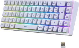 EMPIRE GAMING K508 kompaktiška belaidė žaidimų klaviatūra (prancūzų kalba) - belaidė/2.4G/Type-C - PS4/PS5/PC/Mac - RGB apšvietimas - 23 "Anti-Ghosting" klavišai - balta
