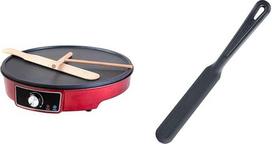 Gadgy Crepe Maker su nepridegančia danga | 30 cm skersmuo ir Crepe Turner | Crepe Maker for Crepes, Pancakes, Pancakes & Westmark Crepe Spatulas, ilgis: 33 cm, švelnus, juodas, 28662270
