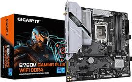 GIGABYTE B760M Gaming Plus WiFi DDR4 pagrindinė plokštė - palaiko 14 kartos "Intel Core" procesorius, 4+1+1 fazių VRM, iki 5333 MHz DDR4 (OC), 2xPCIe 4.0 M.2, "Wi-Fi 6", 1GbE LAN, USB 3.2 Gen 1