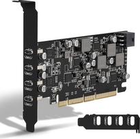 Įkraunama USB C PCIe kortelė, USB 3.2 Gen 2 10Gbps, 4 C tipo prievadai (2 x 45 W + 2 x 30 W), skirta "Windows 11/10/8/7/Vista/XP