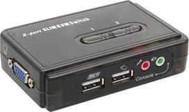 KVM jungiklis, "InLine®", 2 prievadai, USB su garsu, su 2 komplektais kabelių po 1,2 m