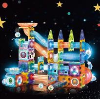Magnetinės konstrukcijos 144 plytelės su LED apšvietimu ir magnetiniu magnetu,STEM Montessori-Lernspielzeug für kreatives Bauen,Pädagogisches Kindergeschenk ab 5 Jahren