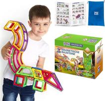 MAGNIKON Magnetinės kaladėlės "Dinozauras" - magnetinių kaladėlių rinkinys, 65 dalys, Montessori žaislas nuo 3 metų, magnetinės kaladėlės, idealiai tinka kaip magnetai vaikams, skatinantys kūrybiškumą ir motoriką