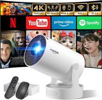 Mini projektorius, palaikantis 4K 1080P, nešiojamasis projektorius su "WiFi 6" ir "Bluetooth 5.4", mažas projektorius su automobiline klaviatūra, 180° pasukimas, suderinamas su HDMI/TV atminties kortele/ atminties kortele/nešiojamuoju kompiuteriu, baltos