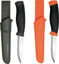 Morakniv lauko peilis su dėklu - 2 vnt., žalias/apelsininis - Mora Companion HeavyDuty C - 3,2 mm - medžioklinis peilis su fiksuota anglinio plieno geležte - pagamintas Švedijoje - išgyvenimo peilis