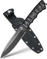 NedFoss Black Phoenix išgyvenimo peilis, 15 cm Full Tang lauko peilis su G10 rankena ir Kydex dėklu, fiksuotas peilis su titanu, aštrus medžioklinis peilis stovyklavimui, medžioklei, dovanai, kolekcijai