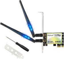 PCIe WiFi kortelė kompiuteriui, WLAN Wireless-AC 1200Mbps PCI-E belaidžio tinklo kortelė 802.11ac Dual Band (5GHz ir 2.4Ghz), skirta žaidimams, transliacijoms, palaiko Linux Windows 11/10/8.1/8/7 (32/64 bitų)