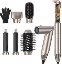 Plaukų džiovintuvas "5-in-1", "UKLISS Airstyler" su šilto oro šepetėliu, oro srauto garbanojimo šepetys, plaukų džiovintuvas, plaukų tiesinimo šepetys, plaukų džiovintuvo šepetėlių rinkinys visiems plaukams, dovanų rinkinys moterims (auksinis)