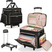 Prokva Scrapbook krepšys ant ratukų, Scrapbook laikymo krepšys su ratukais, Craft Trolley organizatorius su nuimamu vežimėliu, Meno reikmenų organizavimo krepšys menininkams, amatininkams ir mokytojams, juodas, Bagažas