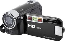 Rankinė vaizdo kamera, 1080P 16 MP DV kamera, 2,7" TFT besisukantis ekranas, 16X vaizdo įrašai vaikams, skaitmeninis priartinimas su USB kabeliu, juodas DV grotuvas (juodas)