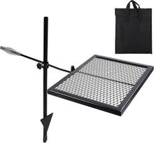 REDCAMP Swivel Campfire Grill Heavy Duty Steel Grate Over Fire Camp Grill with Carry Bag for Outdoor Open Flame (Black)