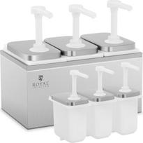 Royal Catering Nerūdijančio plieno trijų siurblių padažo dozatorius 3 x 2 l
