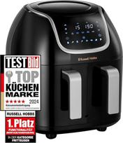Russell Hobbs AirFryer 27290-56S Dviejų kamerų karšto oro keptuvė [2 skyriai po 4,25 l, galima naudoti tik atskirai, bendras tūris 8,5 l] Greita oro keptuvės technologija (8 programos, galima plauti indaplovėje,