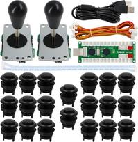SJ@JX Arcade Game 2 Player Controller DIY Kit Buttons Cherry MX Mechanical Keyboard Black Switch Matt Frosted 8 Way Fighting Joystick Zero Delay USB Encoder for PC MAME Raspberry Pi