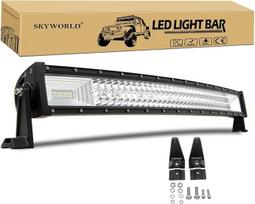SKYWORLD 32 colių 80 cm 405 W LED darbo šviesos juosta išlenkta 12 V 24 V papildomi priekiniai žibintai automobilio LED darbo šviesos juosta vandeniui atspari šviesos juosta automobiliui SUV visureigiui bekelei ATV sunkvežimiui traktoriui 4 x 4