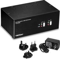 TRENDnet TK-240DP 2 prievadų DisplayPort KVM jungiklis su dviem monitoriais ir garsu, 2 prievadų USB 2.0 šakotuvas, 4K UHD raiška iki 3840 x 2160, dviejų DisplayPort monitorių jungtis