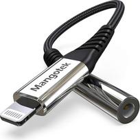 "Mangotek" "iPhone" ausinių adapterio pakeitimas, blizgus ir pintas "Lightning" ir 3,5 mm ausinių lizdo adapteris "Audio Dongle Earphone Aux Adaptor", skirtas "Apple iPhone 12 Pro Max Mini 11 SE 7 8 Plus X XS XR