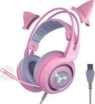 SOMIC G951rosa Rose Kat žaidimų ausinės su virtualiais 7.1 ašmenimis ir LED šviesa, mikrofonas kompiuteriui, PS4, nešiojamajam kompiuteriui, draugui, žmonai (USB kištukas) USB lizdas Rose