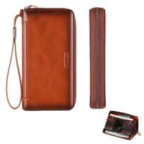 Vyriška, natūralios odos rankinė , piniginė, kortelių dėklas , Brown Zip