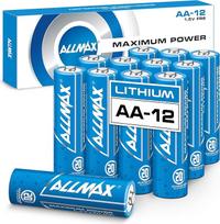 "Allmax" AA Mignon ličio baterijos su maksimalia galia (12 vnt.) - ilgaamžiškiausios, atsparios nuotėkiui, 20 metų galiojimo laikas - puikiai tinka mirksinčioms apsaugos kameroms, dūmų detektoriams ir kt. - 1,5 V