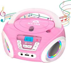 "KLIM Candy Kids" CD grotuvas vaikams - FM radijas - su baterijomis - rožinis - nešiojamasis "Boombox" su garsiakalbiais, mažiems vaikams (rožinis)
