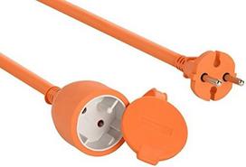 Electraline 04020 Sodo įžeminimo kontaktų ilgintuvas 15 m kabelis Baltas plastikinis kabelis IP20 ilgintuvas su apsauga nuo vaikų / europiniu 2 kontaktų kištuku 16 A, oranžinis, 25