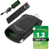 ZEHNDER HX 2600 mini skaitmeninis palydovinis imtuvas su įrašymo funkcija, su HD funkcija, skirtas palydovinei televizijai, su HDMI ir mokomuoju nuotolinio valdymo pultu
