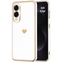 Coque pour Samsung Galaxy S25 Edge - BOOLING - Silicone Motif Cœur Antichoc Anti-Rayures Souple Blanc balta